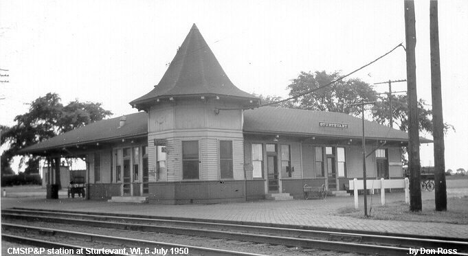 Milwaukee Road depot at Sturtevant, Wisconsin, in 1950